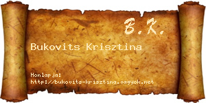 Bukovits Krisztina névjegykártya